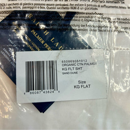 Ralph Lauren Home Organic Cotton Percale Palmer King Flat Sheet Sand Dune NEW
