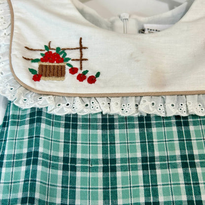 Two Roosters Clothing Girls Homegrown Pettiskirt Dress Green Plaid Size 5 NWT Flaws Cotton Tulle Lace