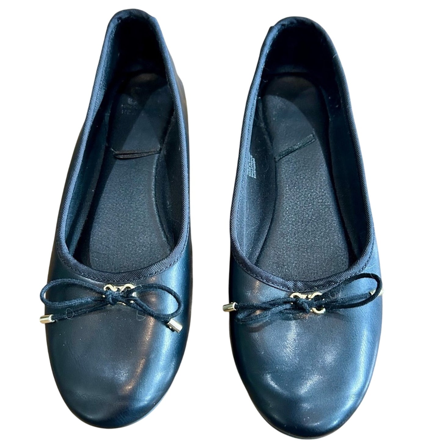 Women’s Ballet Flats with Tie with Gold Detail Black Size 8 EUC Girly Feminine