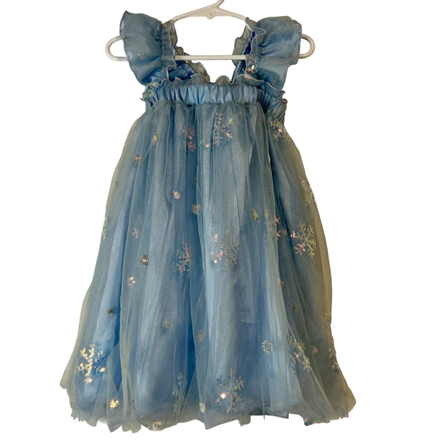 EleStory Toddler Girls Winter Snowflake Tie Tulle Dress Blue Size 18-24 M NWT