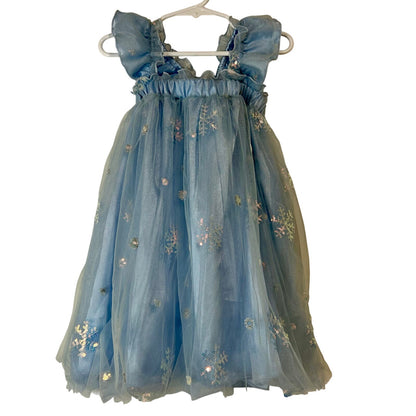 EleStory Toddler Girls Winter Snowflake Tie Tulle Dress Blue Size 18-24 M NWT