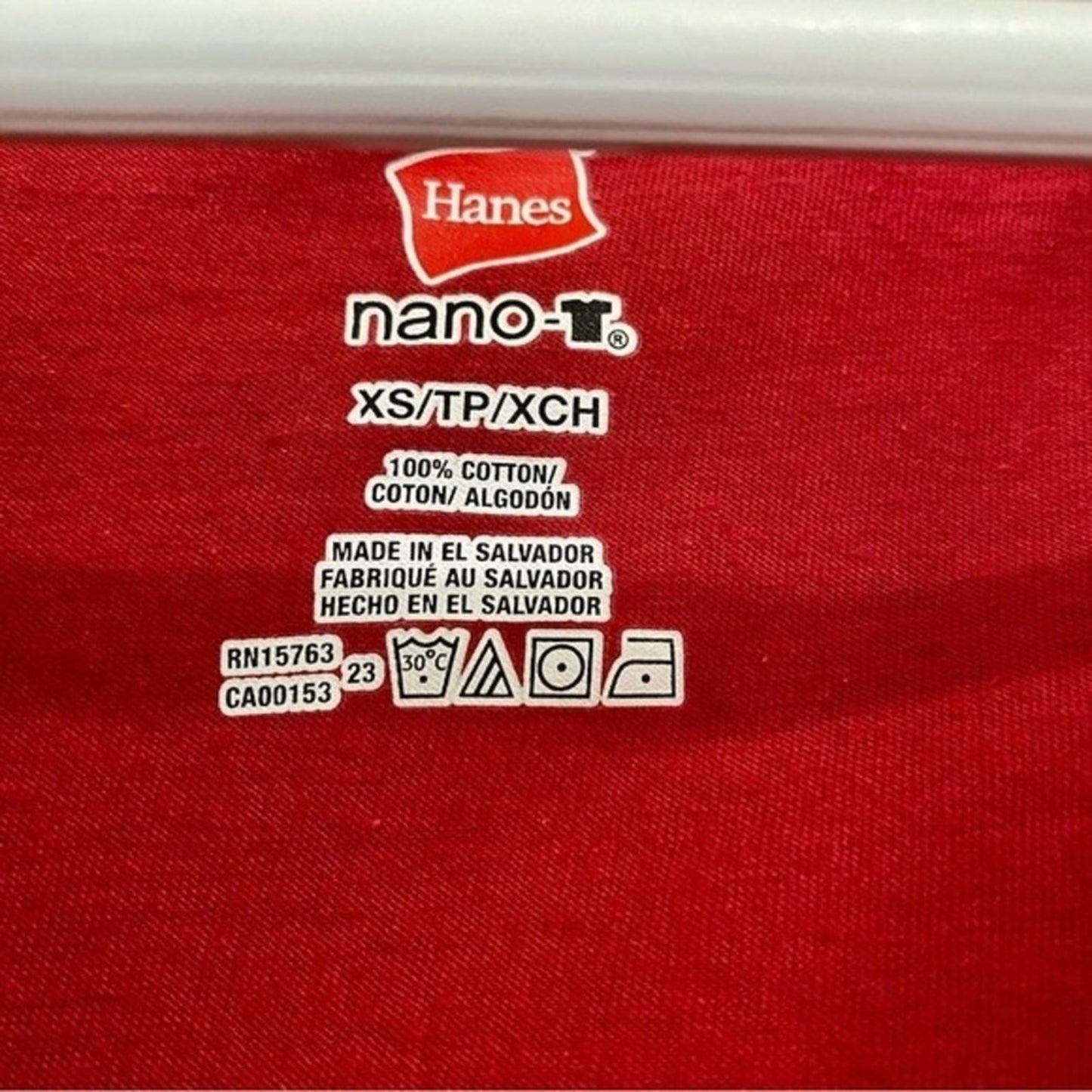 Hanes Nano Women’s 100% Cotton Casual Short Sleeve V Neck Tee Shirt Red XS NWOT