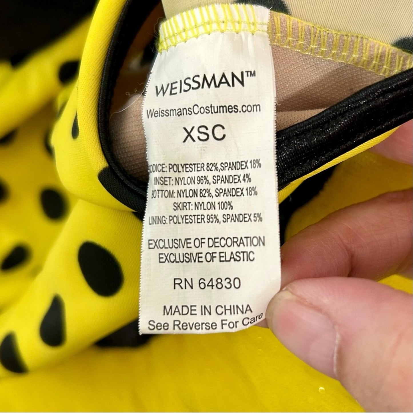 Weissman Girls Bumble Bee Polkadot Leotard Dance Costume Yellow Black XS EUC