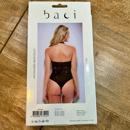 Baci Women’s Jacquard Bodysuit Lingerie Black Diamond One Size New in Package