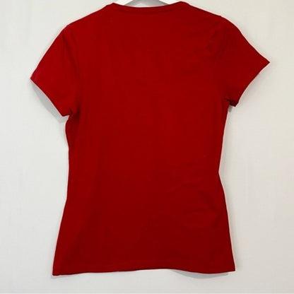 Hanes Nano Women’s 100% Cotton Casual Short Sleeve V Neck Tee Shirt Red XS NWOT