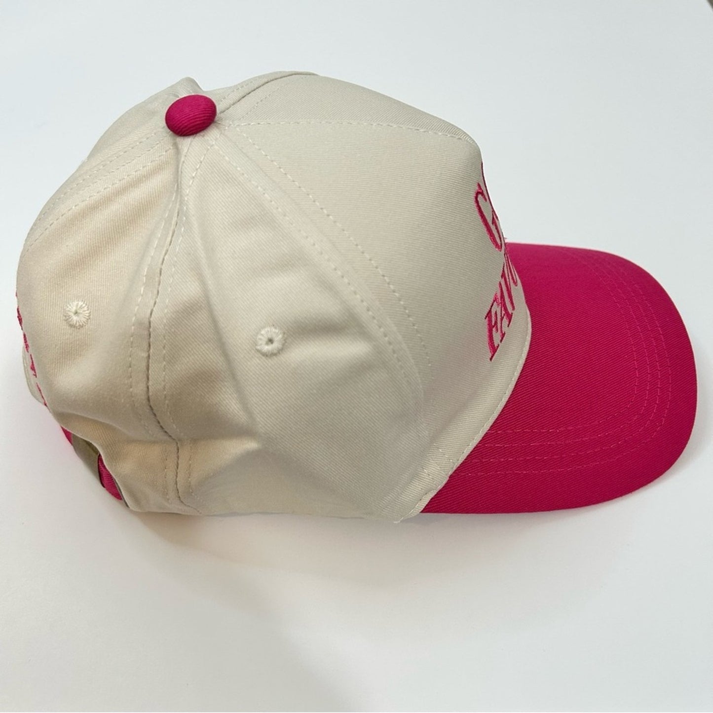 God’s Favorite Women’s Two Tone Canvas Cotton Baseball Hat Cap Tan Fuchsia New