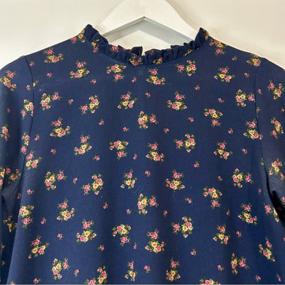 Orange Creek Women’s Long Sleeve Floral Blouse Blue Size Medium Used Cute Girly