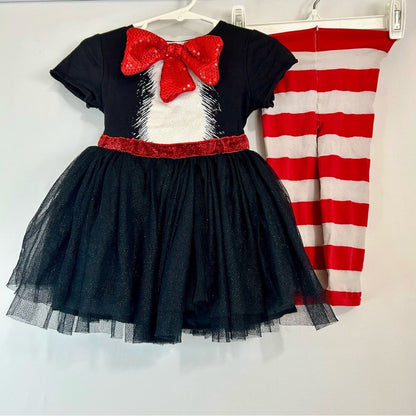Dr. Seuss Toddler Girl Cat in the Hat Costume Outfit Red Black Size 2-4T EUC