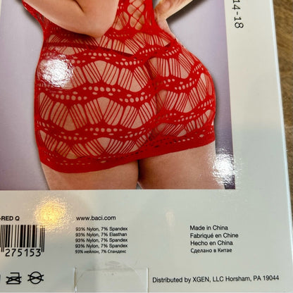 Baci Women’s Corset Front Lace Mini Dress Lingerie Red Queen Size New in Package
