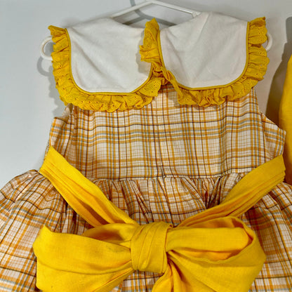 Two Roosters Clothing Girls Jasmine's Be Thankful Dress w/ Bloomers Yellow Size 5 EUC Embroidered Fall