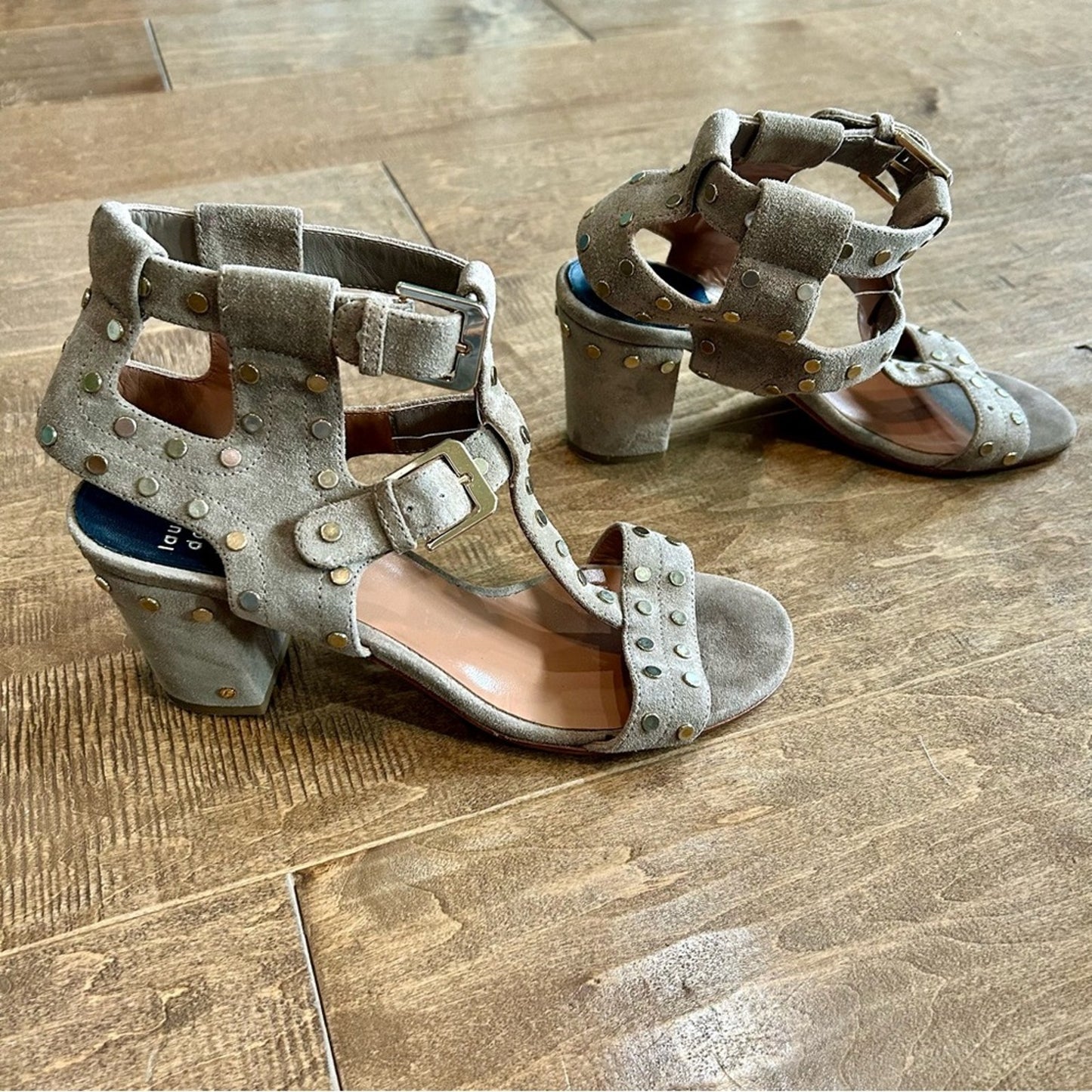 Laurence Dacade Paris Women’s Studded Suede Sandals Tan Size 9.5 EUC Feminine