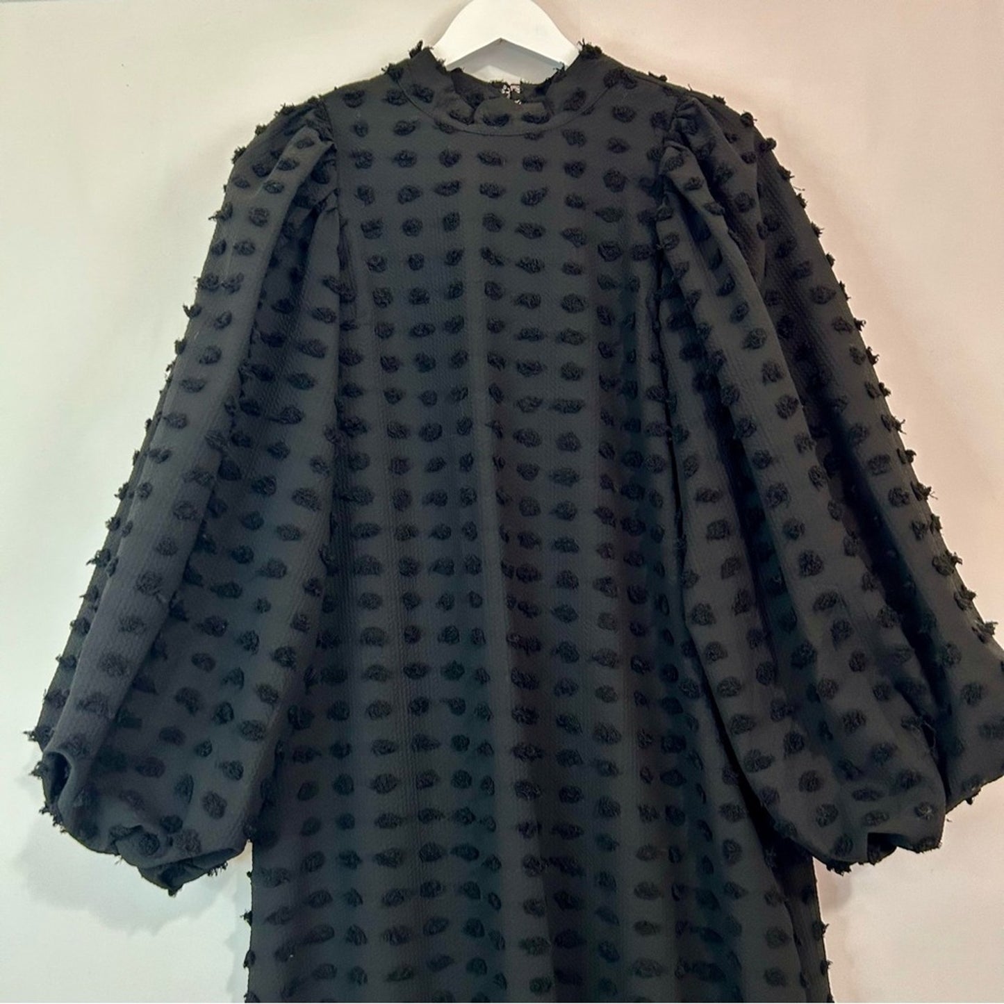 Ghospell Women’s Sansa Maxi Textured Long Sleeve Ruffle Dress Black Size Med NWT