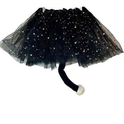 Target Kids Tulle Skirt with Stars and Tail Black Size 4-6 EUC Halloween Costume