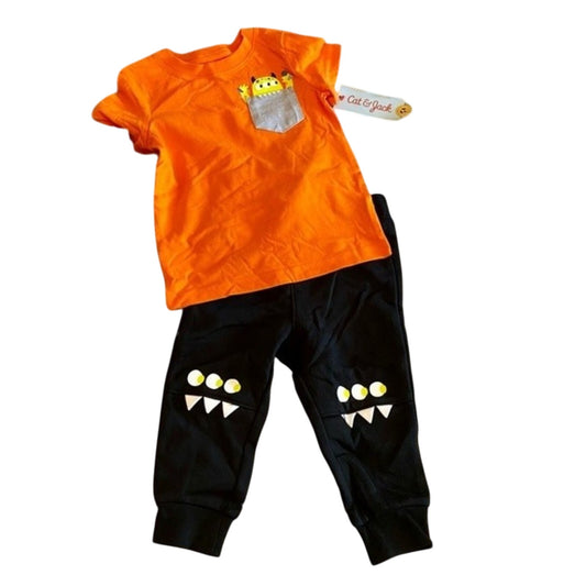 Cat & Jack Toddler Monster Halloween Outfit Orange & Black NWT