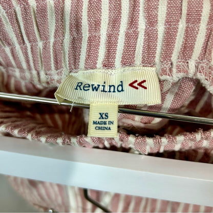 Rewind Women’s Linen Blend Striped Pull On Shorts Pink White Size XS EUC