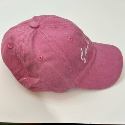 Salty Embroidered Vintage Washed Cotton Baseball Cap Hat Pink White NEW Girly