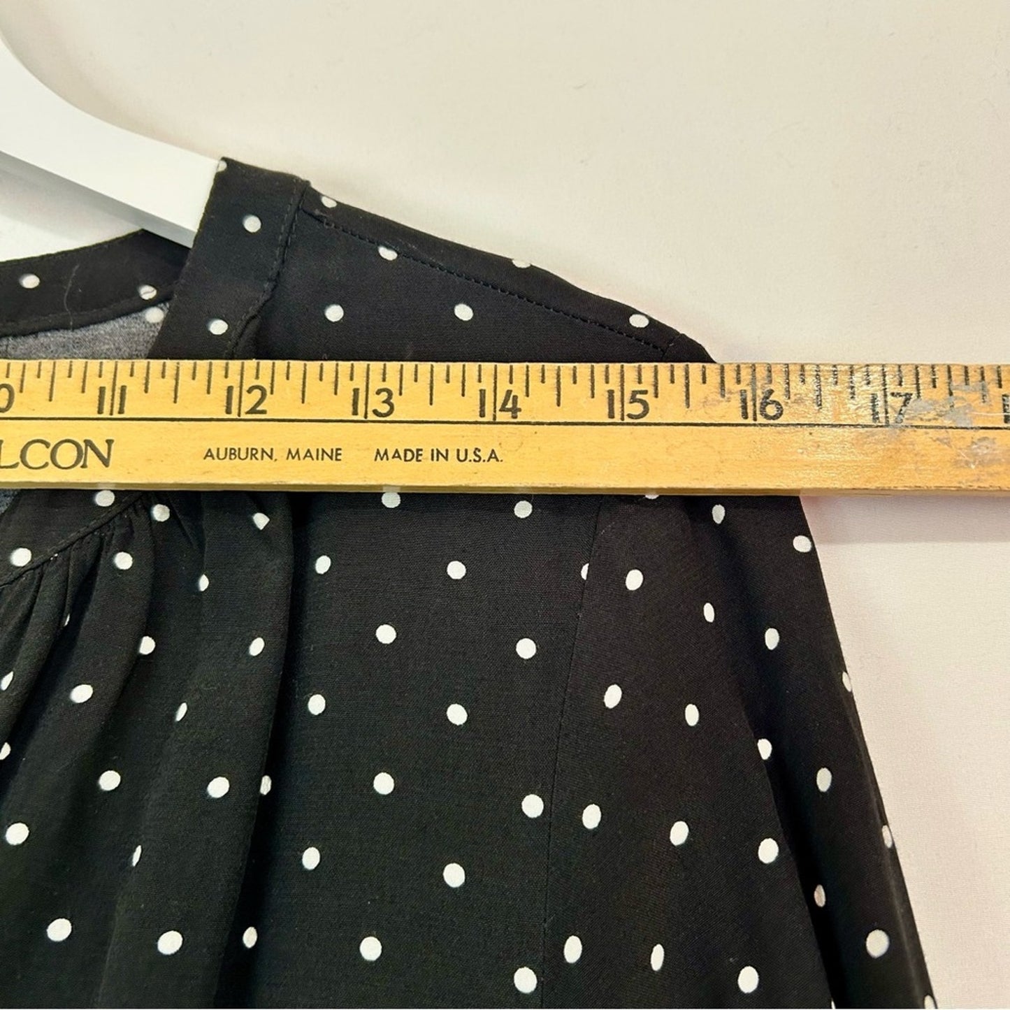 Loft Women’s Long Sleeve Polka Dot Button Down Dress Black White Size 6 FLAW