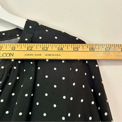 Loft Women’s Long Sleeve Polka Dot Button Down Dress Black White Size 6 FLAW