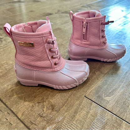 Nautica Girls Truett Toddler Duck Boots Pink Shimmer Size 8 NEW Cute Girly Fall