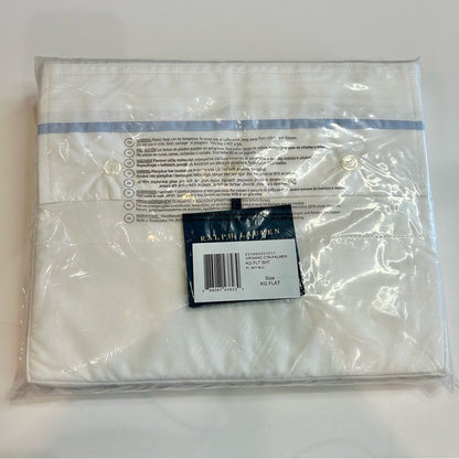 Ralph Lauren Home Organic Cotton Percale Palmer King Flat Sheet Sky Blue NEW