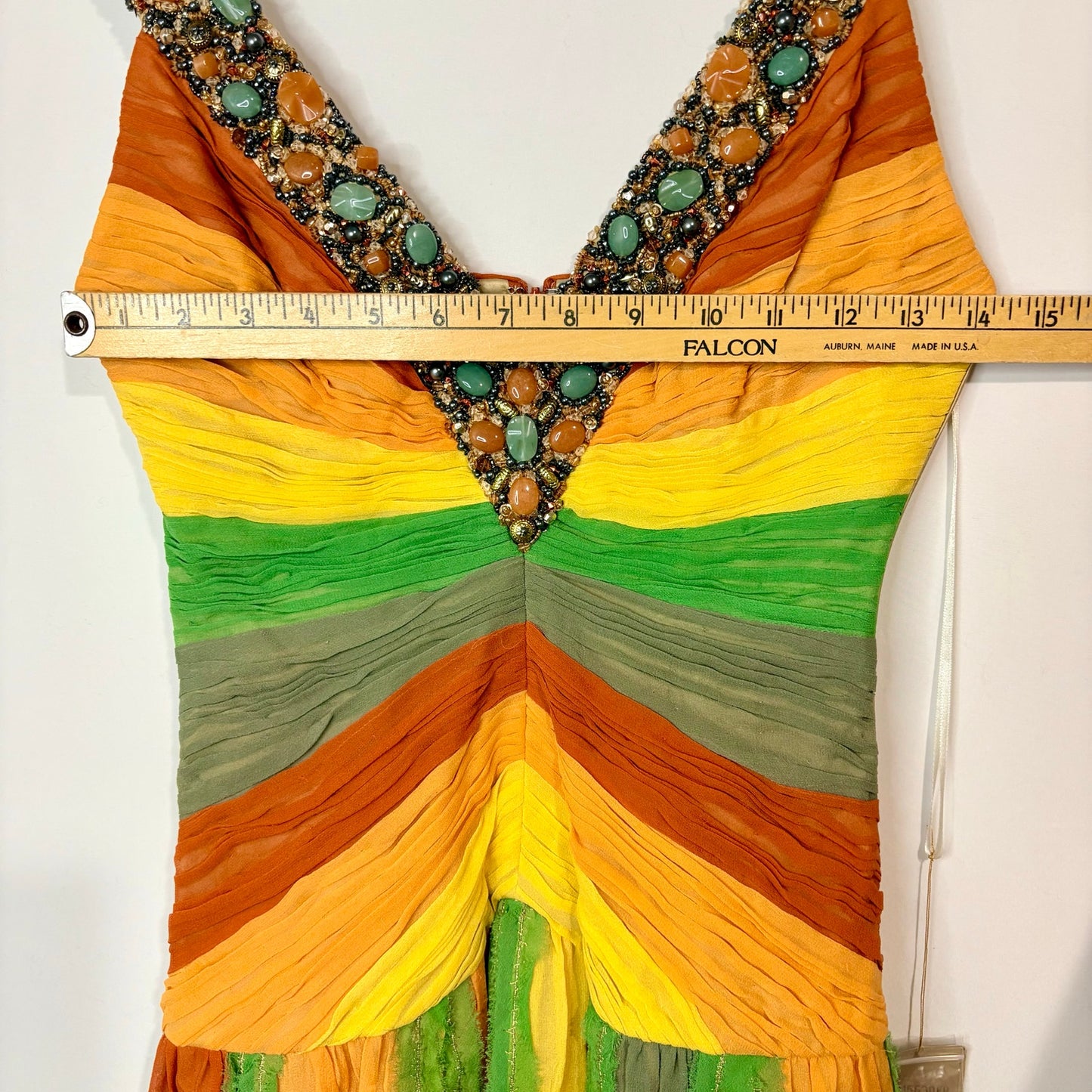 Mandalay Women’s Silk Beaded Gemstone V Neck Mini Dress Multicolor Size 4 NWT