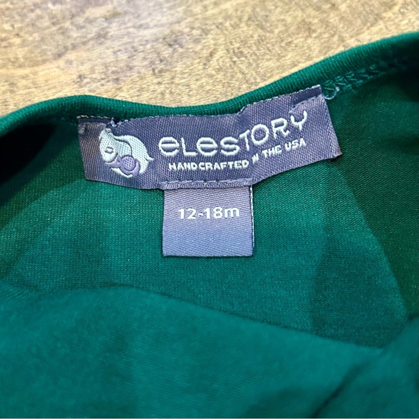 Ele Story Girls Mistletoe Ballerina Dress Green Size 12-18 M EUC Stars Tulle