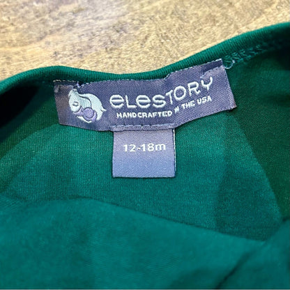 Ele Story Girls Mistletoe Ballerina Dress Green Size 12-18 M EUC Stars Tulle