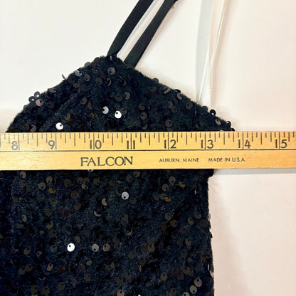 Women’s Velvet Sequin Tiered Mini Dress Black XS Small Party Cocktail Fit & Flare