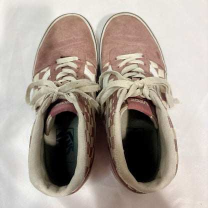 Vans Women’s Sk8-Hi Checkerboard High Top Sneakers Desert Rose True White Size 8 EUC