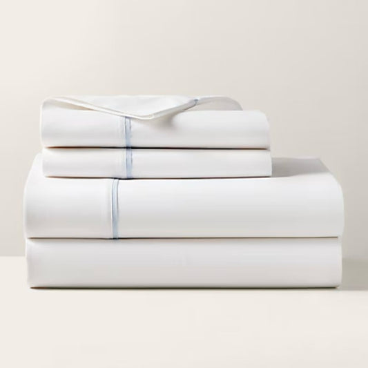 Ralph Lauren Home Organic Cotton Percale Palmer King Flat Sheet Sky Blue NEW