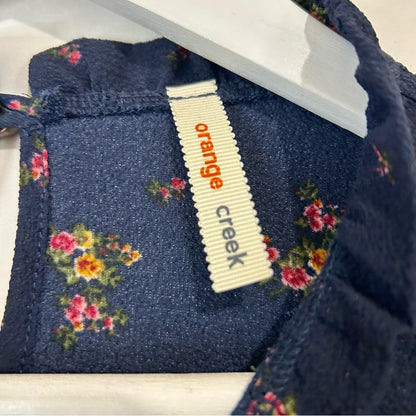 Orange Creek Women’s Long Sleeve Floral Blouse Blue Size Medium Used Cute Girly