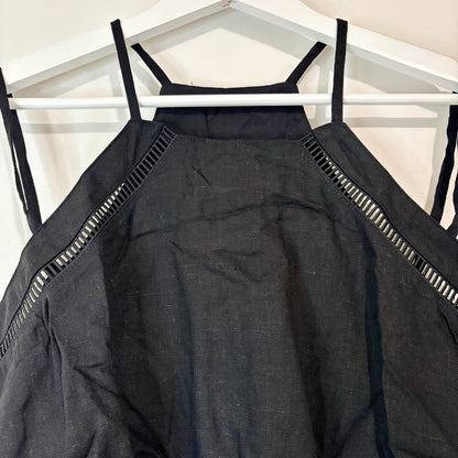Halara Women’s Linen Blend Double Strap Crop Tank Top Black Size Medium NWT
