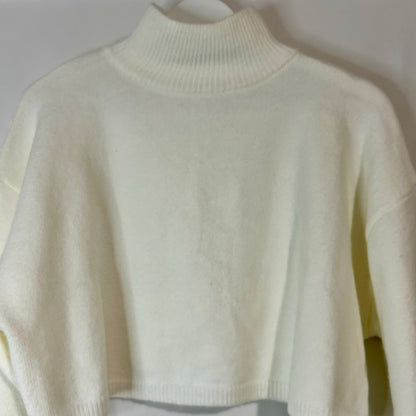 Cider Women’s Cropped Turtleneck Sweater White Size Small NWT Acrylic Nylon Viscose