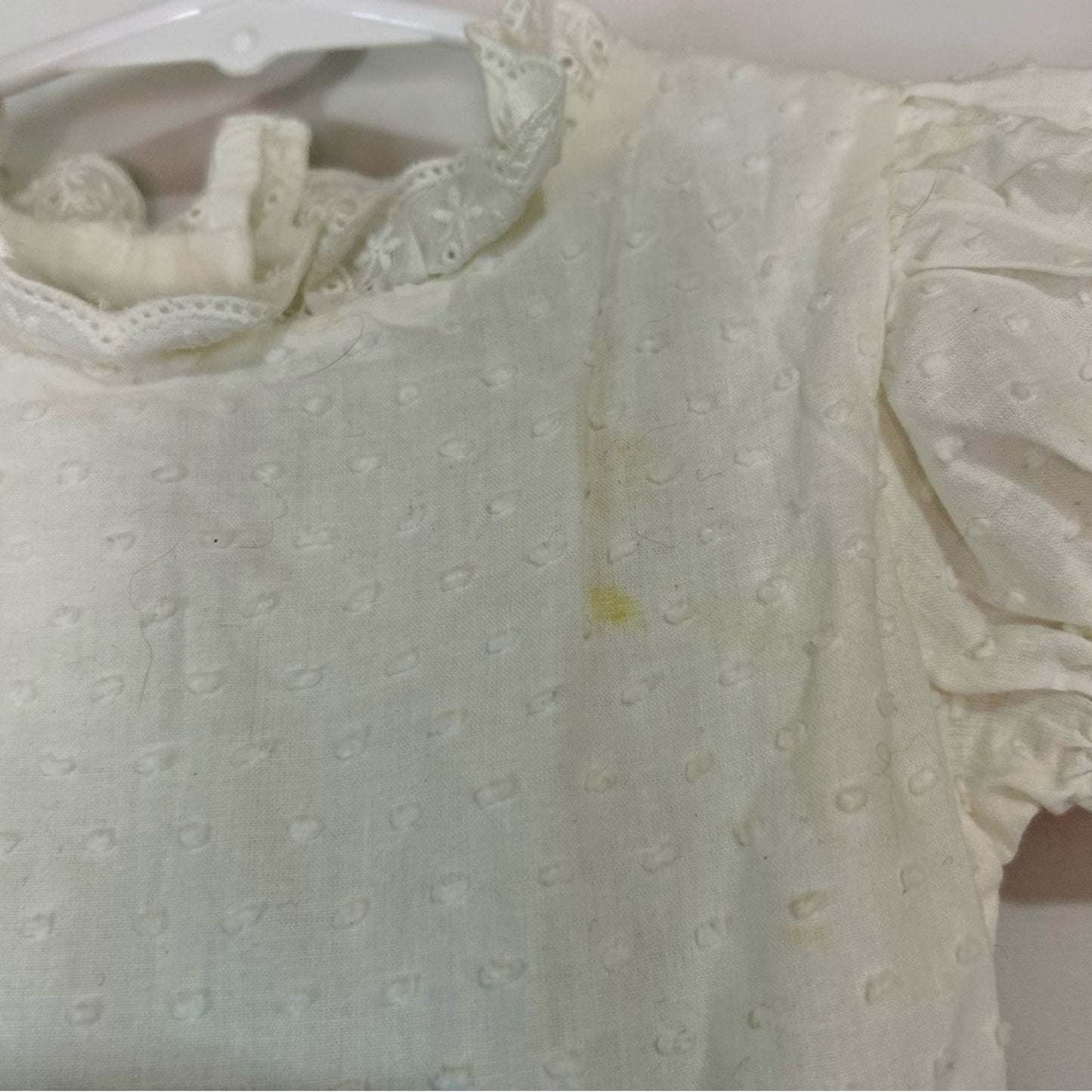 Only Little Once Toddler Girls Swiss Dot Flower Bow Dress White Size 2 FLAW Cute