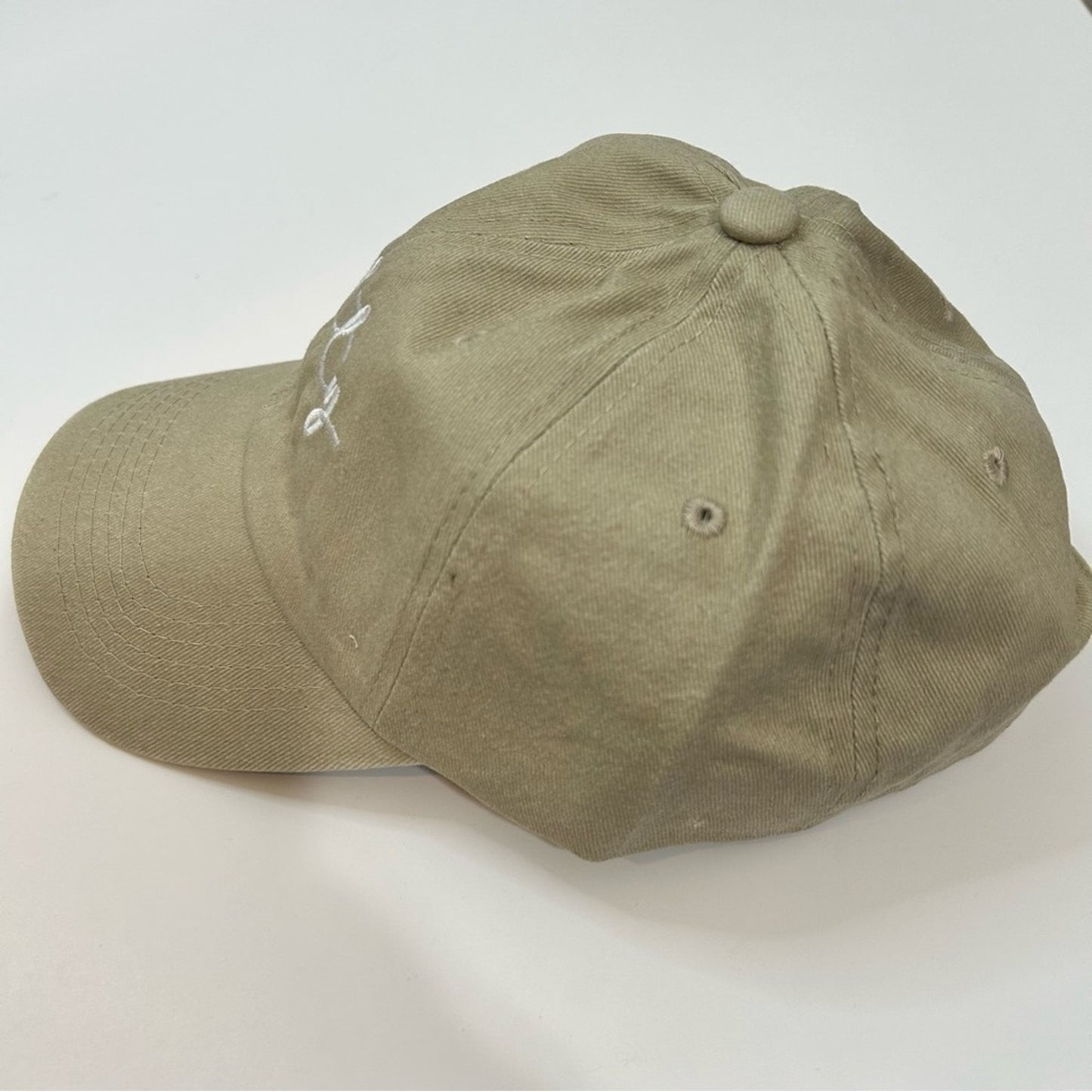 Salty Embroidered Vintage Washed Cotton Baseball Cap Hat Tan White NEW Cute