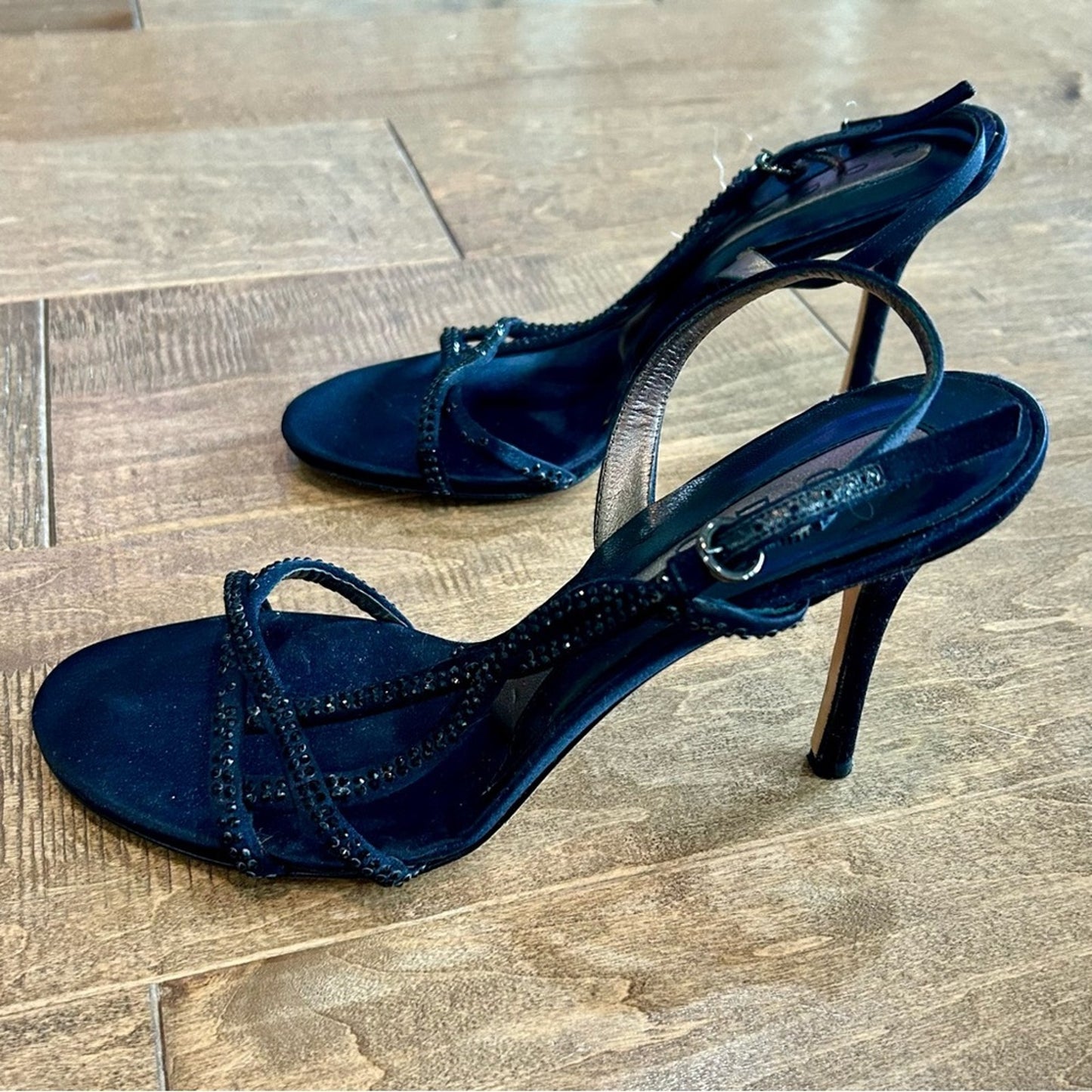 Rodo Women’s Rhinestone Strappy High Heels Black Size 39 Used Evening Formal