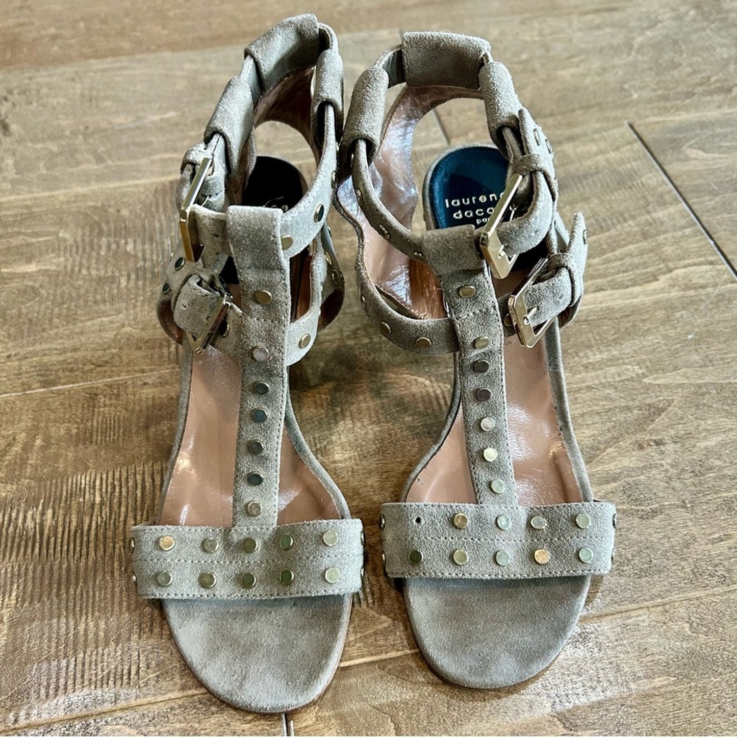 Laurence Dacade Paris Women’s Studded Suede Sandals Tan Size 9.5 EUC Feminine
