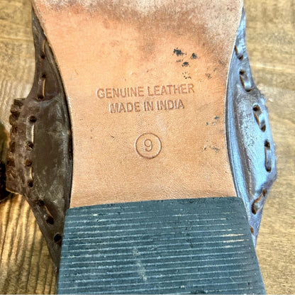 Women’s Leather Woven Detail Sandals Brown Size 9 EUC Girly Summer Intricate