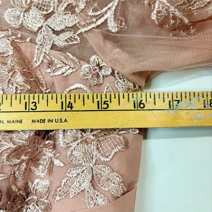 Women’s Lace Bodice Ruffle Chiffon Maxi Formal Gown Dress Dusty Rose Small 4 / 6