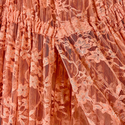 Women’s Maternity Off Shoulder Long Sleeve Maxi Dress Coral Pink EUC Open Belly Boho Photoshoot