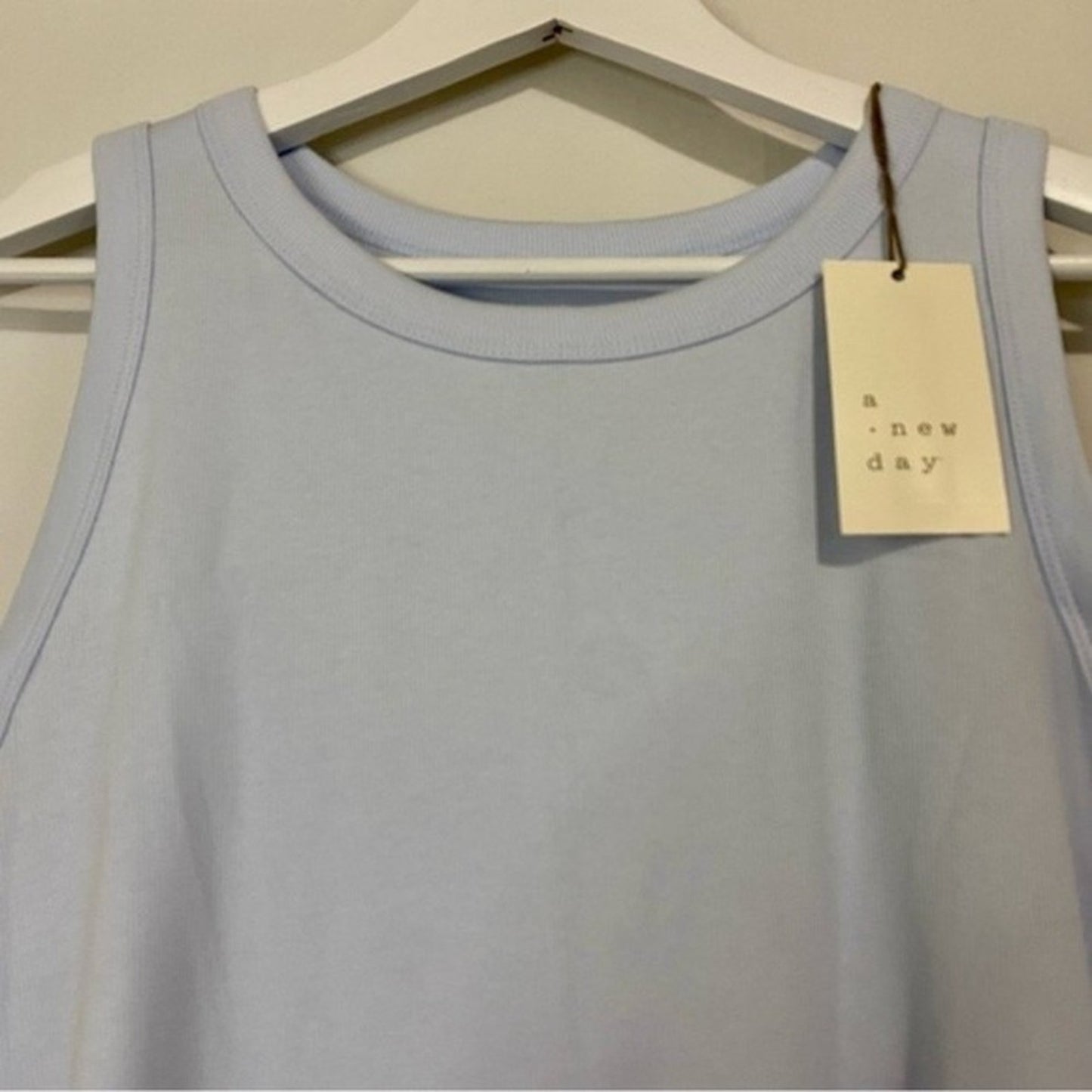 A New Day Women’s Basic Ribbed Tank Top Airy Blue NWT Cute Girly Casual Summer