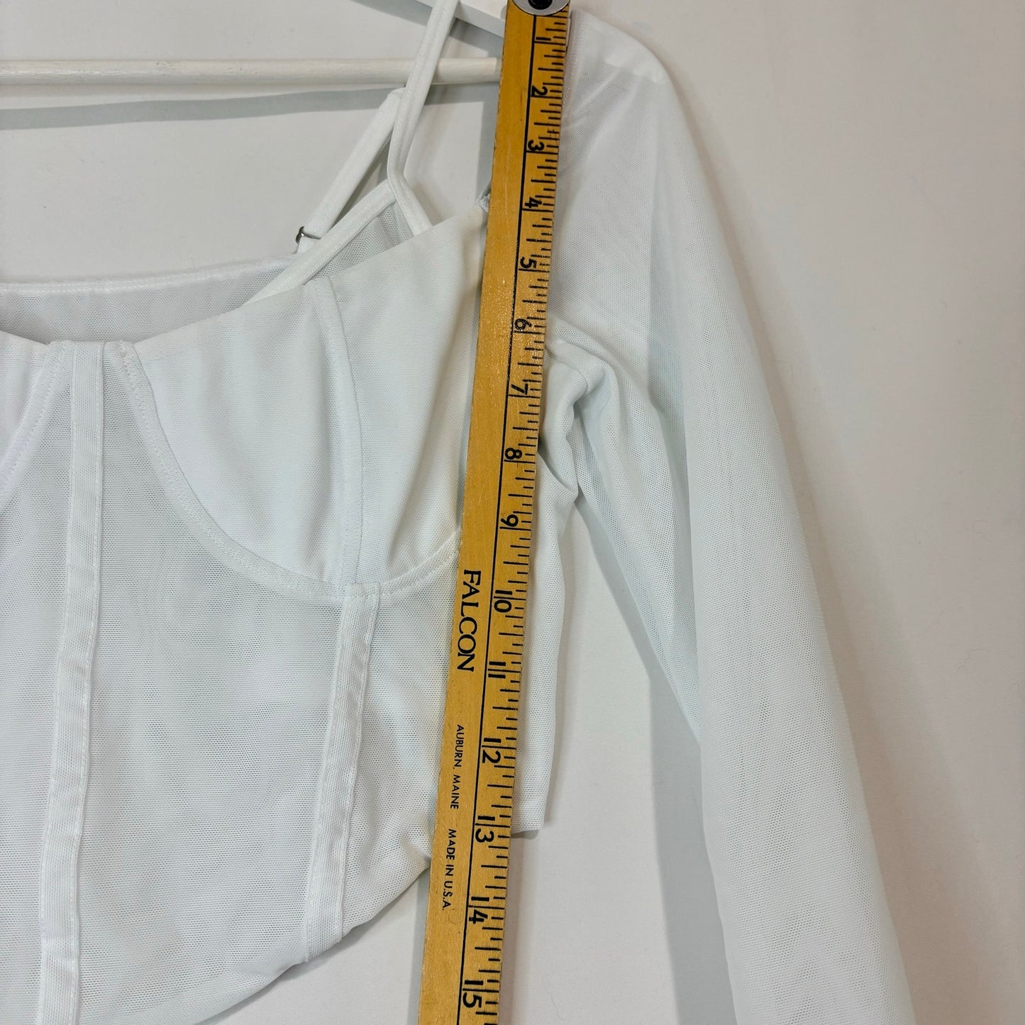 Halara Women’s Long Sleeve Cropped Corset Top Snow White Size Medium NWT Summer Girly