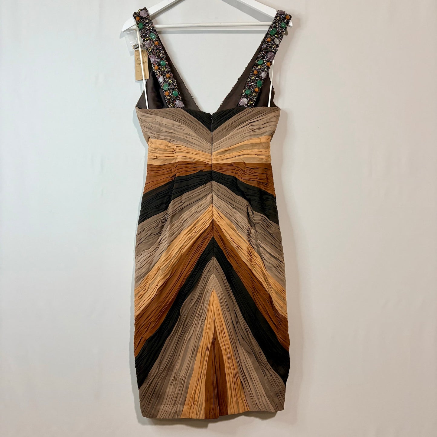 Mandalay Beaded Silk Midi Dress Multicolor Embellished Evening Gown Size 10 NWT