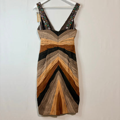 Mandalay Beaded Silk Midi Dress Multicolor Embellished Evening Gown Size 10 NWT