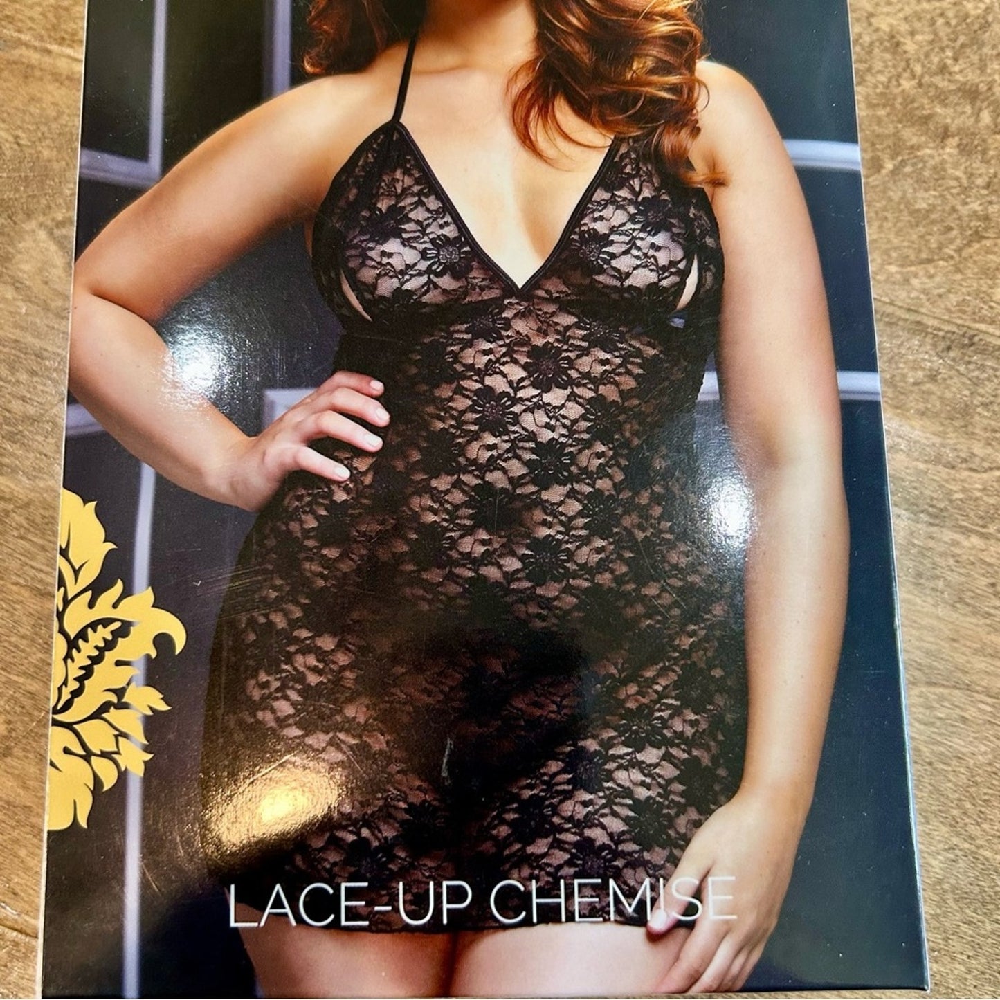 Baci White Label Women’s Lace Up Chemise Lingerie Black Queen Size New