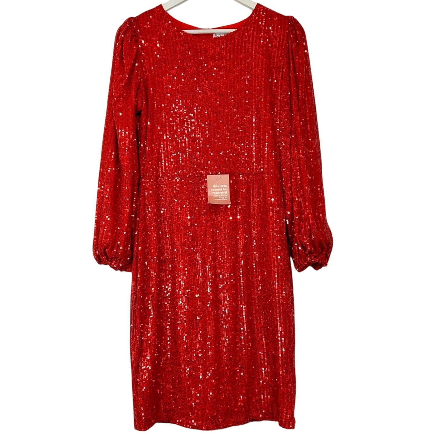 Ivy City Co Women’s Sequin Holiday Midi Dress Red Size Medium NWT Girly Party