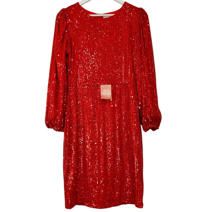 Ivy City Co Women’s Sequin Holiday Midi Dress Red Size Medium NWT Girly Party
