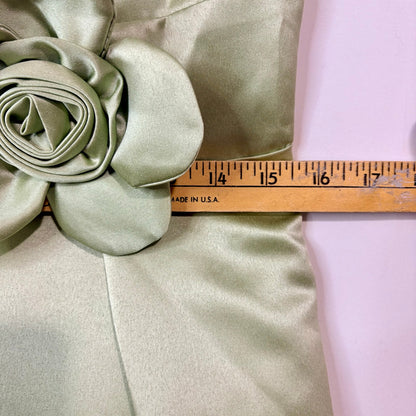 Miss Veil Hi Low Gown Dress Flower Detail Scoop Neck Formal Green Small NWT