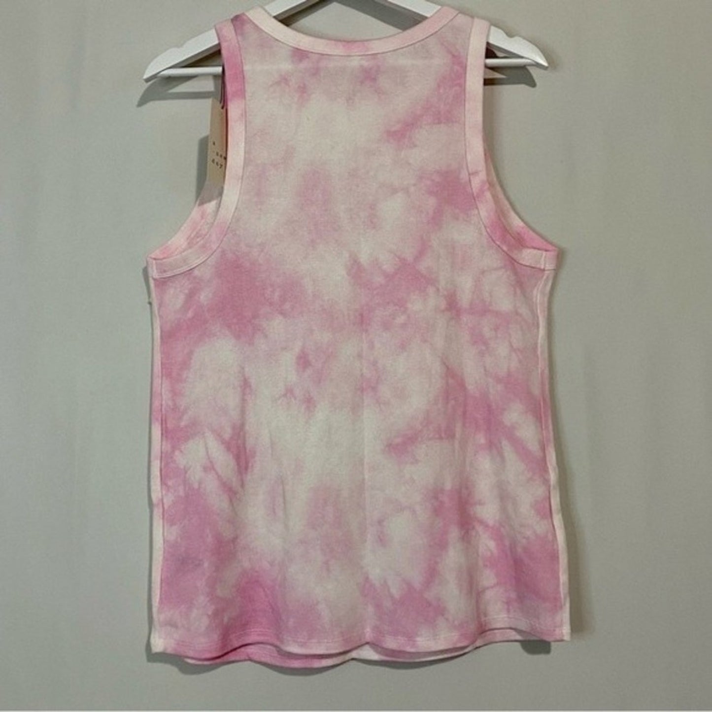 A New Day Women’s Plus Sized Basic Ribbed Tank Top Pink Tie Dye NWT
