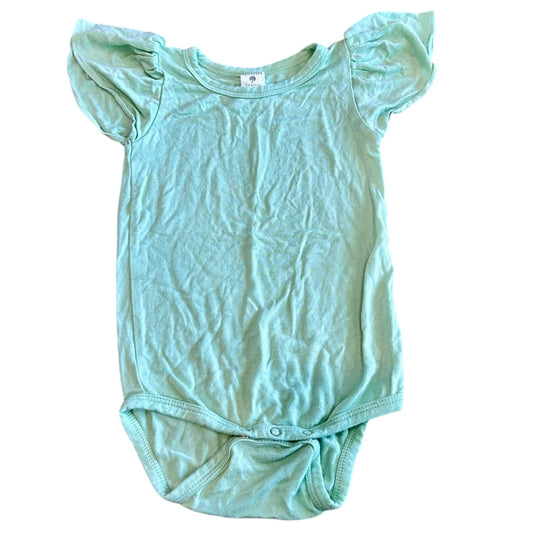 Kate Quinn Infant Girls Ruffle Short Sleeve Romper Mint Green Size 6-12 M EUC